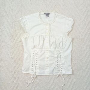 Y2K White Corset Style Milkmaid Gothic Blouse
